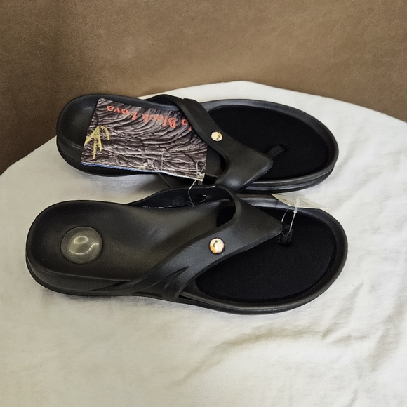 Hawaiian Jellys Shoes - O ' o Black Lava Sandals Women Size 8